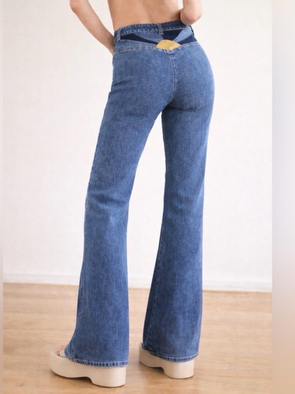 Free People Brand New Tags Seasons In The Sun Flare Hippie Festival Denim Jeans - Picture 2 of 14